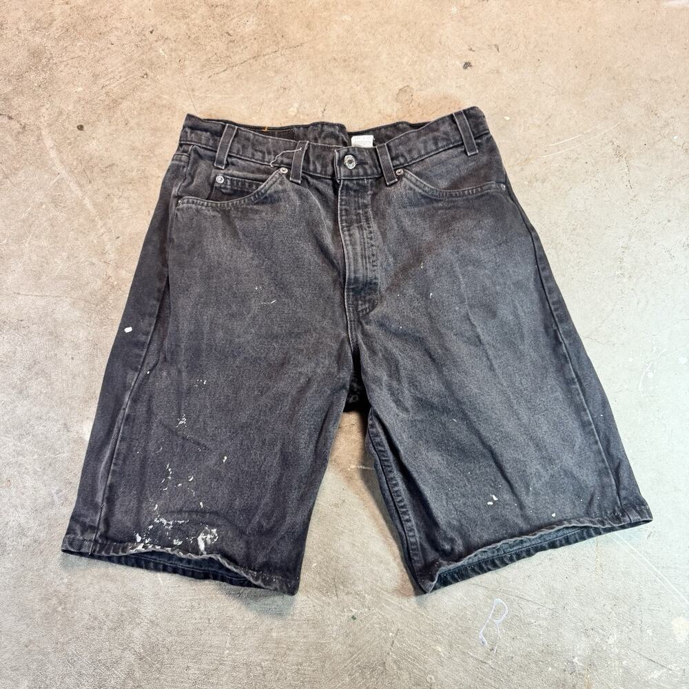 Vintage Levis 550 Shorts Mens 34x11 Black Orange Tab Denim Jorts Made In USA VTG